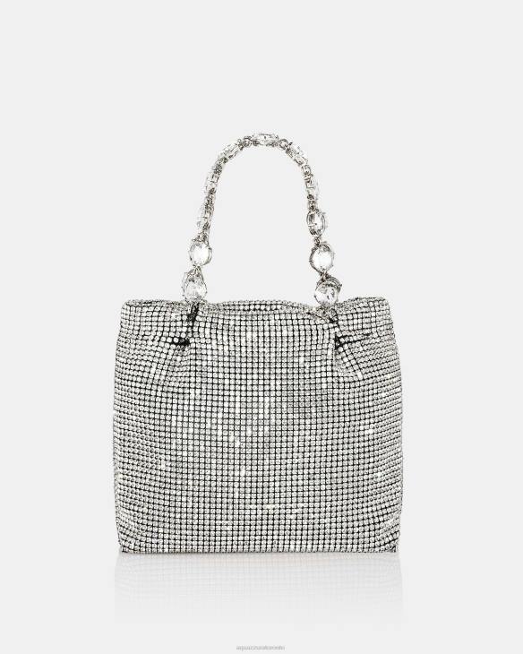 Aquazzura Crystal Galactic Mini Tote SILVER 8TLF341