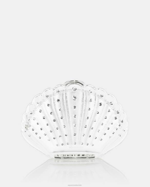 Aquazzura Crystal Shell Clutch SILVER 8TLF337