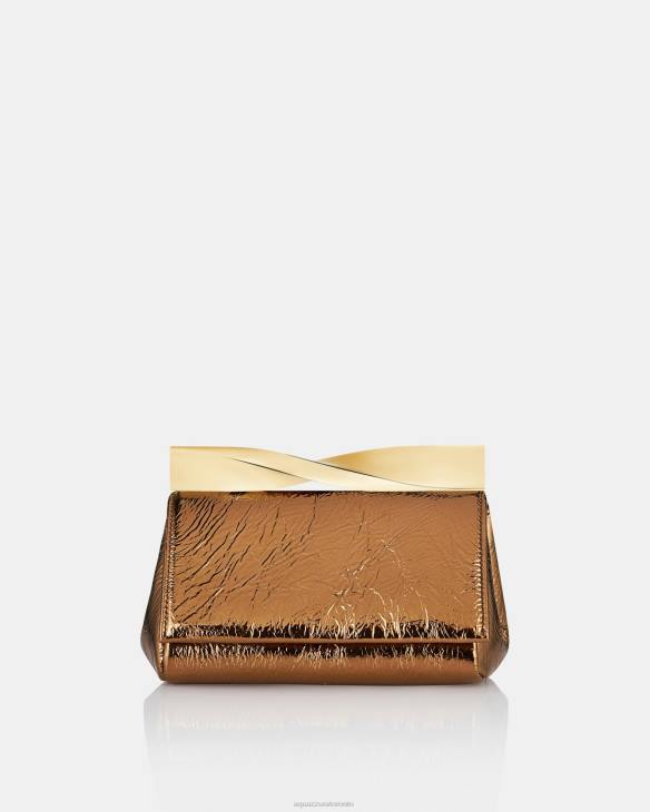 Aquazzura Mini Twist Clutch BROWN 8TLF377