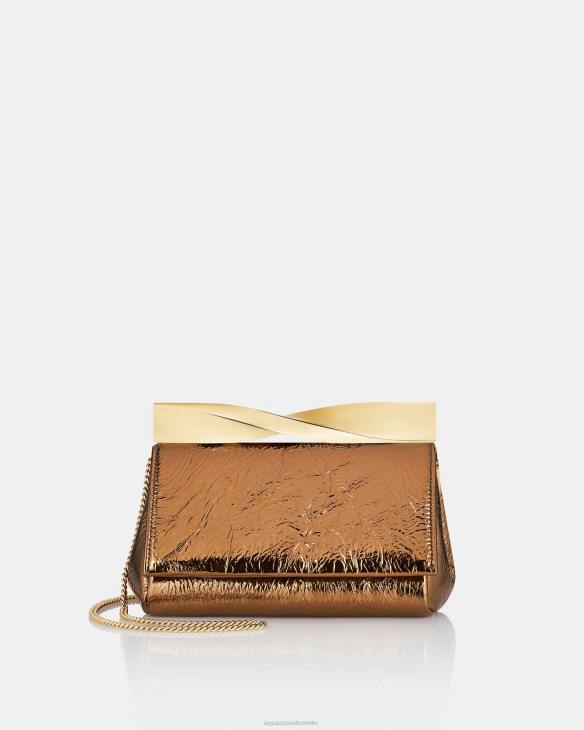 Aquazzura Mini Twist Clutch BROWN 8TLF377