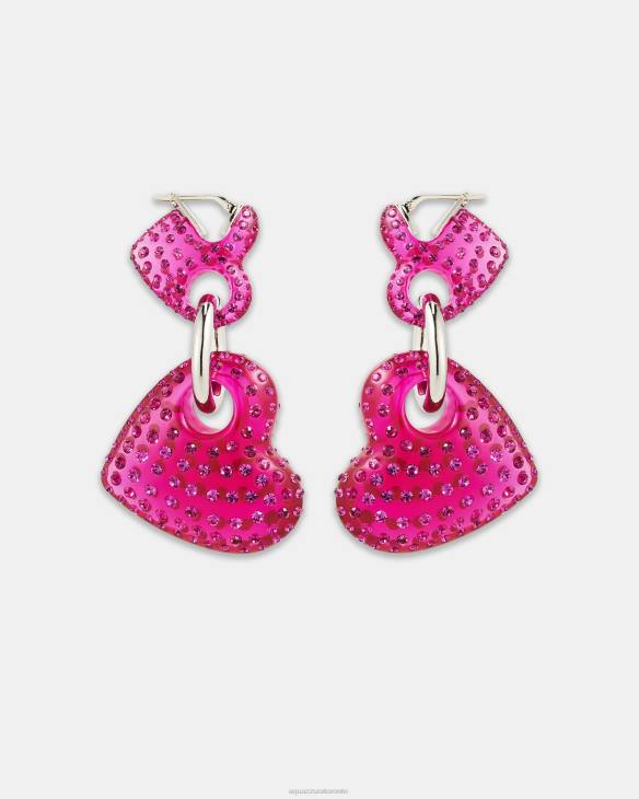 Aquazzura Crystal Love Earrings PINK 8TLF419