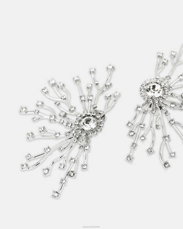 Aquazzura Crystal Roots Earrings SILVER 8TLF455