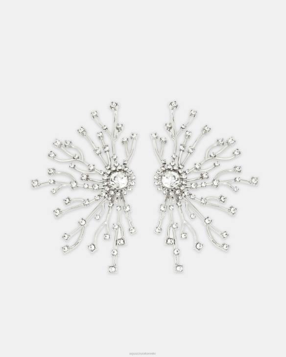 Aquazzura Crystal Roots Earrings SILVER 8TLF455