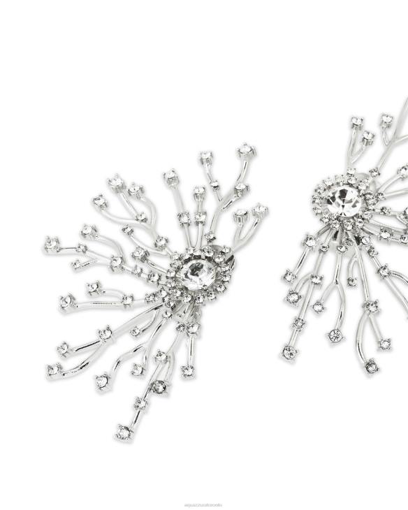 Aquazzura Crystal Roots Earrings SILVER 8TLF455