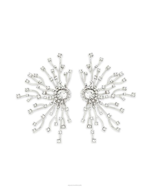 Aquazzura Crystal Roots Earrings SILVER 8TLF455