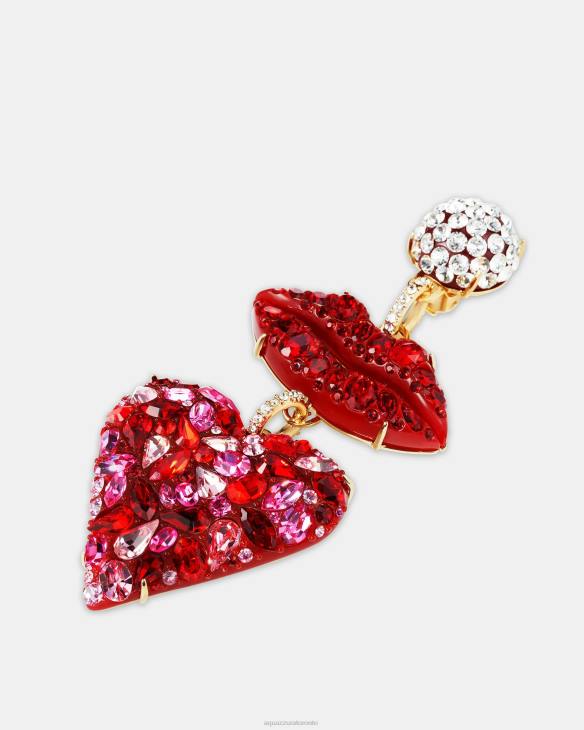 Aquazzura Kiss Me Heart Earrings RED 8TLF445