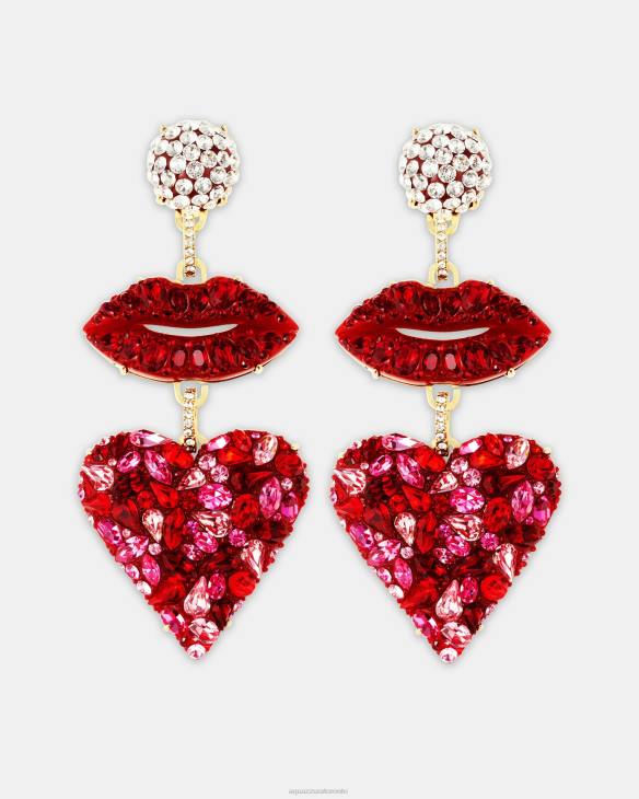 Aquazzura Kiss Me Heart Earrings RED 8TLF445