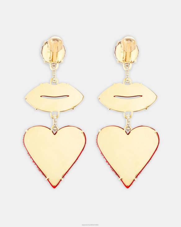 Aquazzura Kiss Me Heart Earrings RED 8TLF445