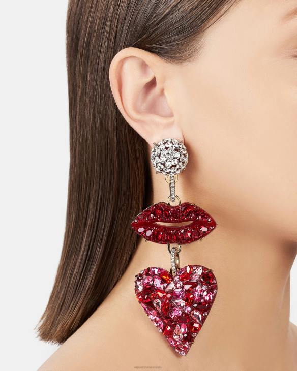 Aquazzura Kiss Me Heart Earrings RED 8TLF445