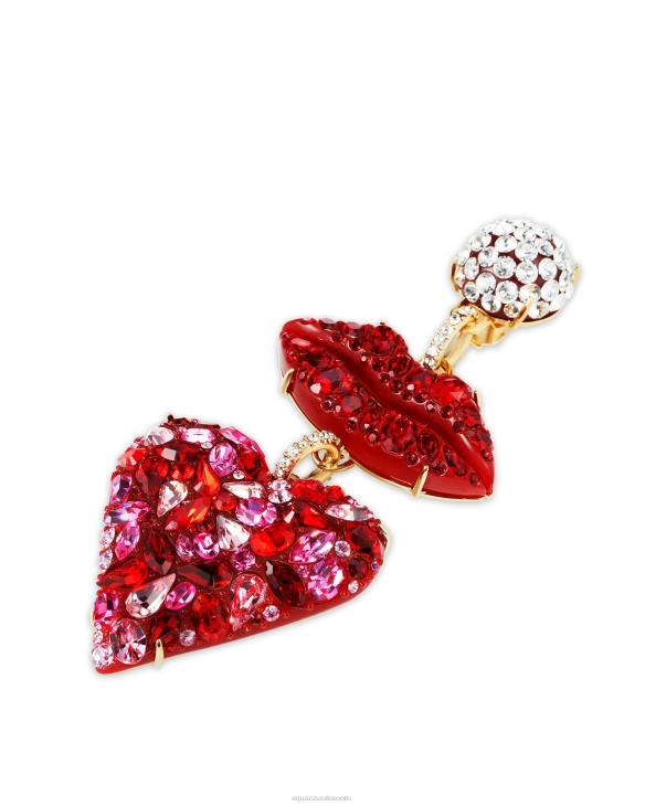 Aquazzura Kiss Me Heart Earrings RED 8TLF445