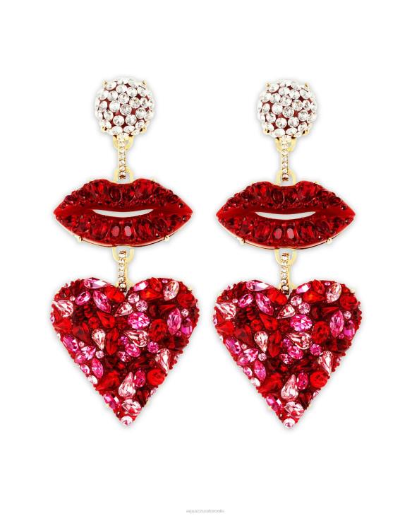 Aquazzura Kiss Me Heart Earrings RED 8TLF445