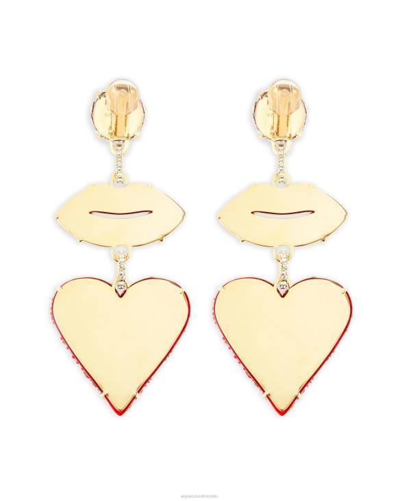 Aquazzura Kiss Me Heart Earrings RED 8TLF445