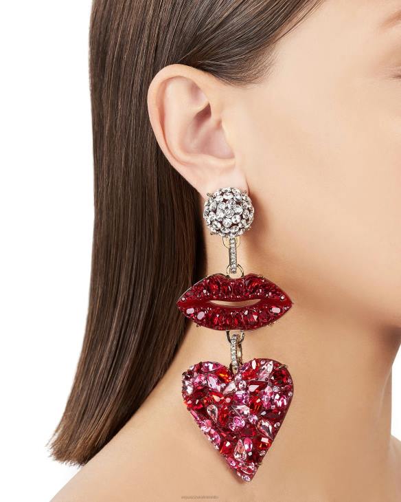 Aquazzura Kiss Me Heart Earrings RED 8TLF445