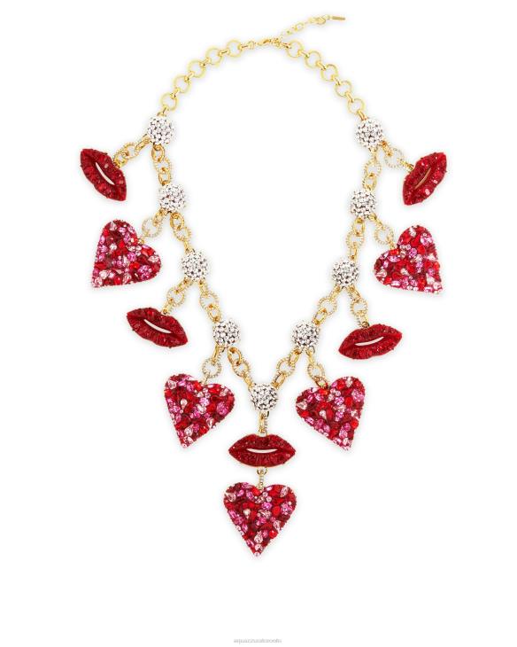 Aquazzura Kiss Me Heart Necklace RED 8TLF443