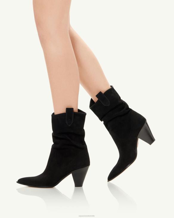 Aquazzura Boogie Cowboy Bootie 70 BLACK 8TLF284