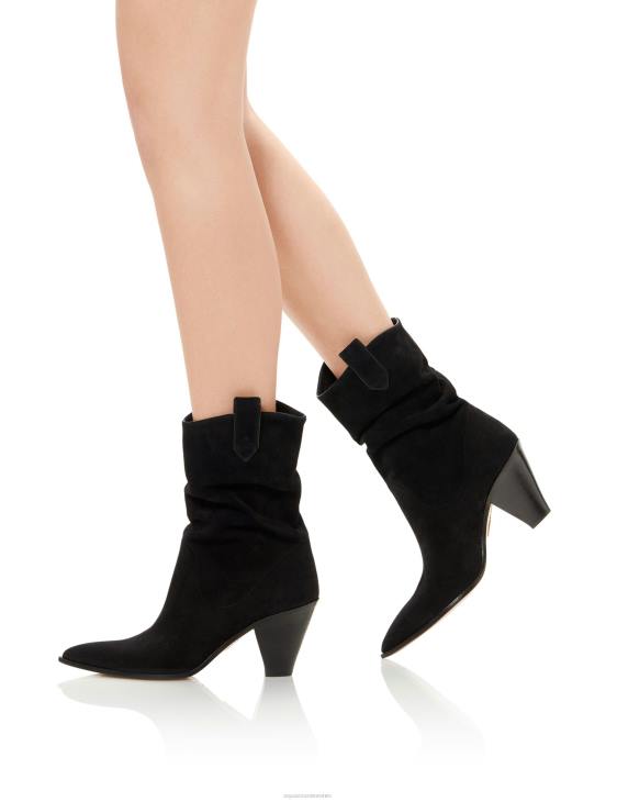 Aquazzura Boogie Cowboy Bootie 70 BLACK 8TLF284