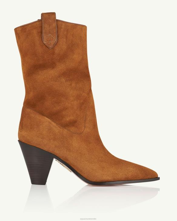 Aquazzura Boogie Cowboy Bootie 70 BROWN 8TLF283