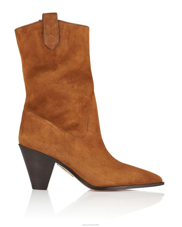 Aquazzura Boogie Cowboy Bootie 70 BROWN 8TLF283