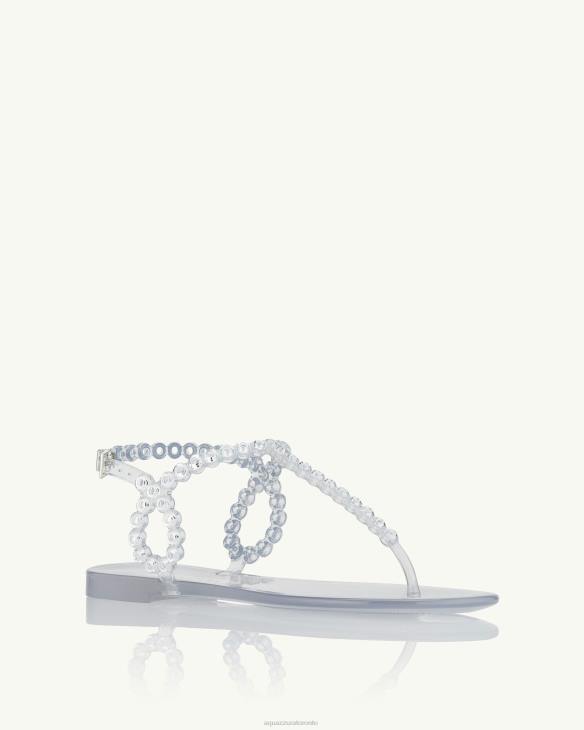 Aquazzura Almost Bare Crystal Jelly Sandal Flat8TLF147