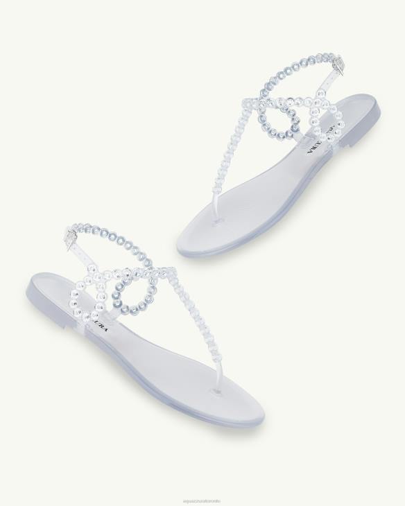 Aquazzura Almost Bare Crystal Jelly Sandal Flat8TLF147