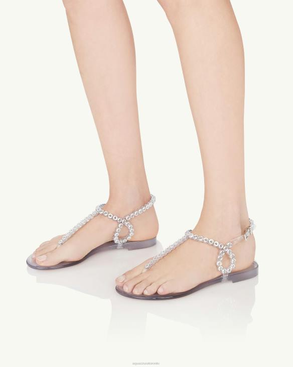 Aquazzura Almost Bare Crystal Jelly Sandal Flat8TLF147