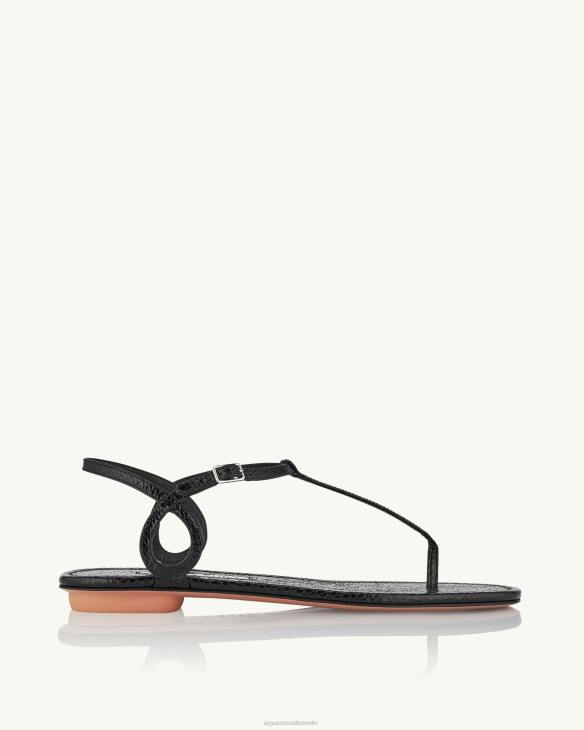 Aquazzura Almost Bare Sandal Flat BLACK 8TLF145