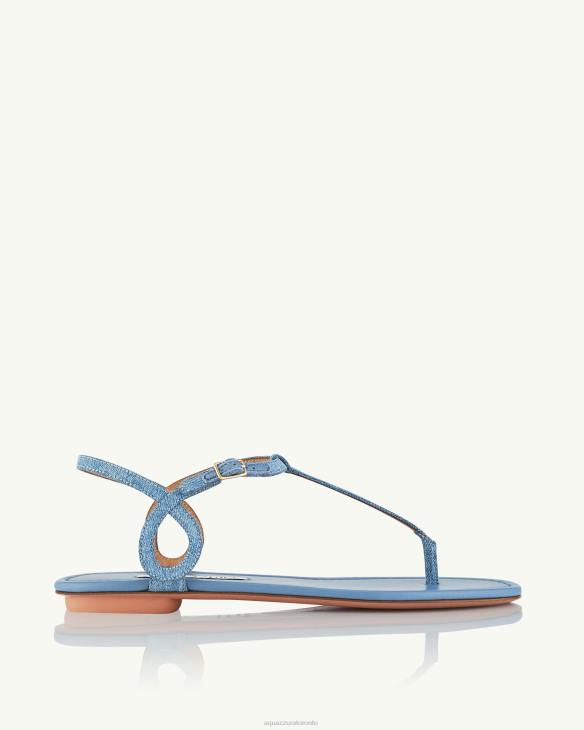 Aquazzura Almost Bare Sandal Flat BLUE 8TLF26