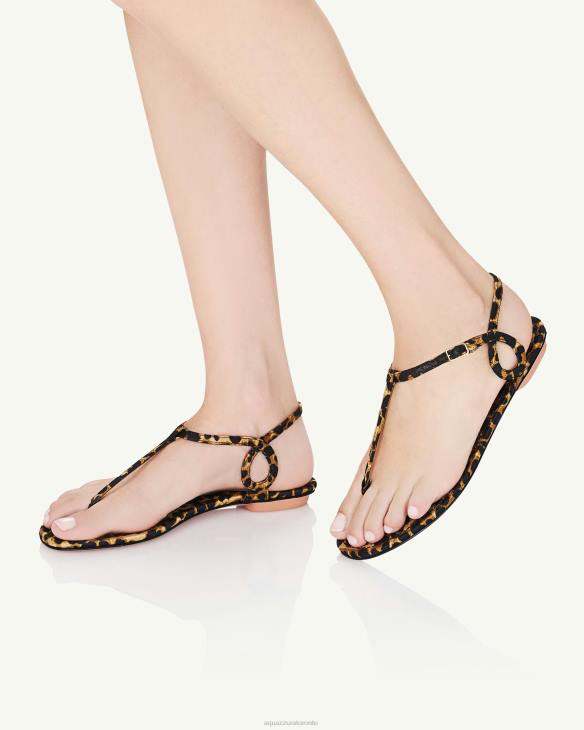 Aquazzura Almost Bare Sandal Flat LEOPARD 8TLF4