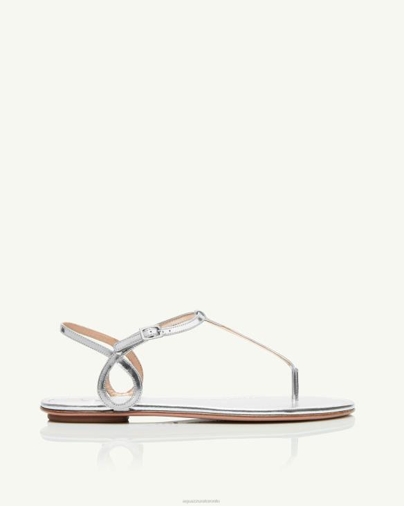 Aquazzura Almost Bare Sandal Flat SILVER 8TLF95