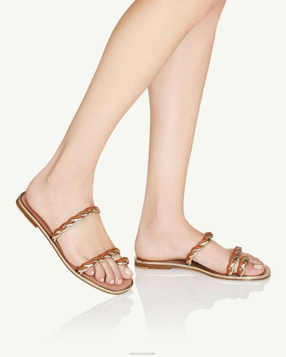 Aquazzura Capalbio Sandal Flat BROWN 8TLF246