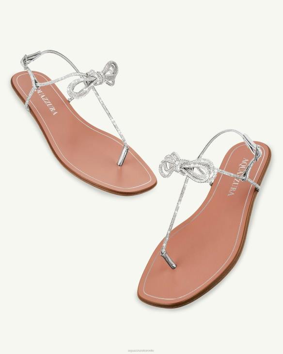 Aquazzura Capri Nights Sandal Flat SILVER 8TLF166