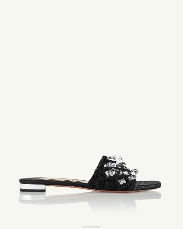 Aquazzura Crystal Cote Flat BLACK 8TLF244