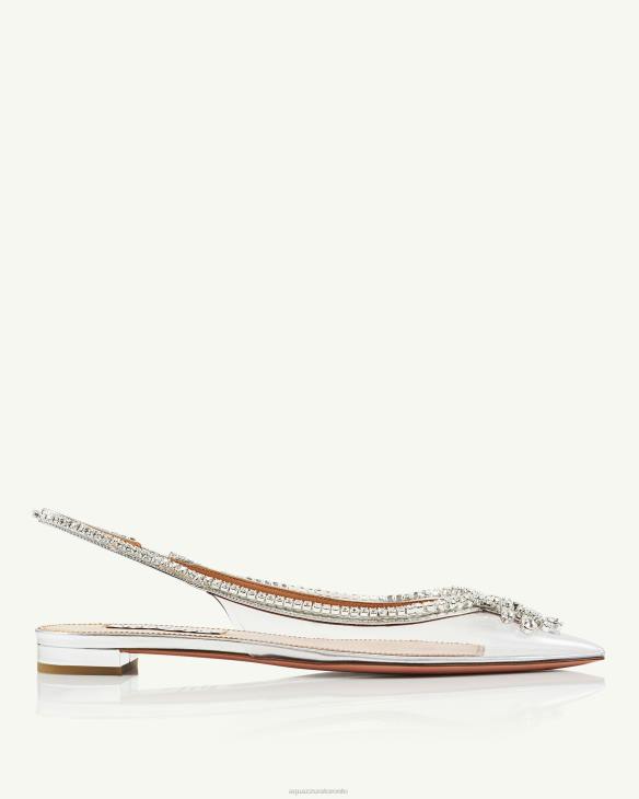 Aquazzura Seduction Crystal Sling Flat SILVER 8TLF272