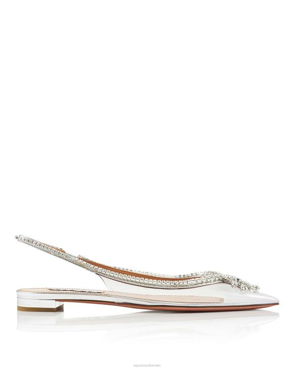 Aquazzura Seduction Crystal Sling Flat SILVER 8TLF272