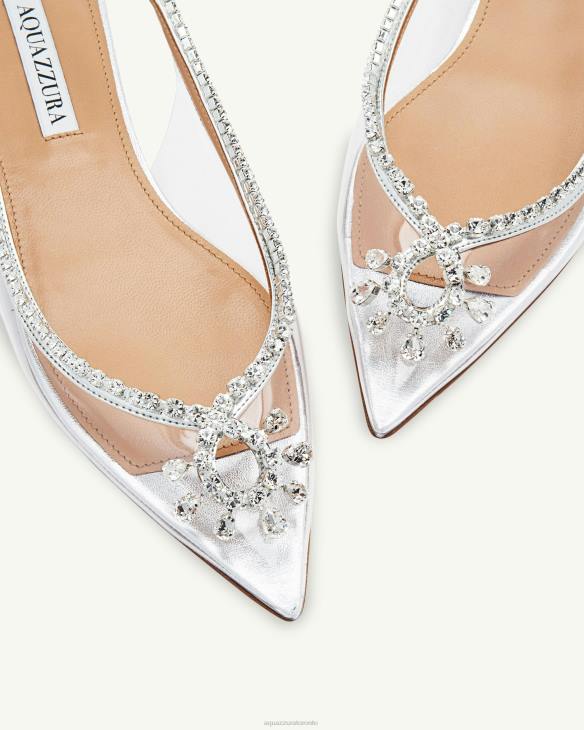 Aquazzura Seduction Crystal Sling Flat SILVER 8TLF272