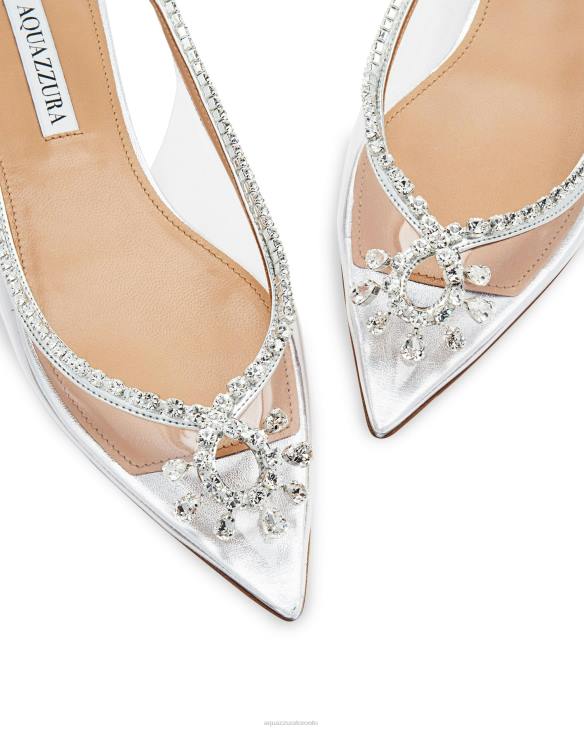 Aquazzura Seduction Crystal Sling Flat SILVER 8TLF272