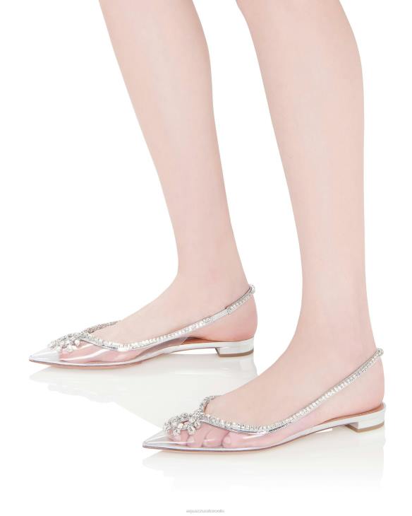 Aquazzura Seduction Crystal Sling Flat SILVER 8TLF272