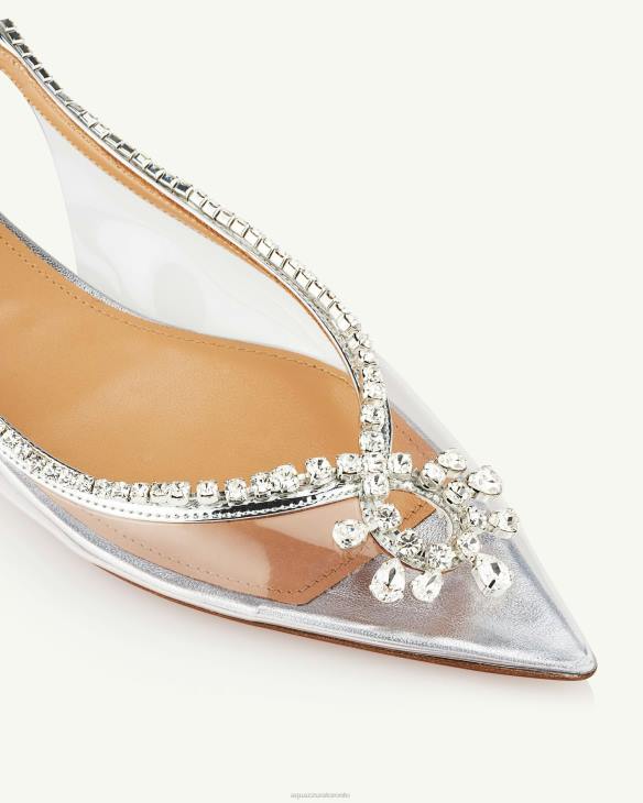 Aquazzura Seduction Crystal Sling Flat SILVER 8TLF272