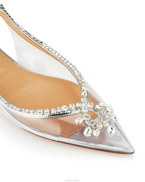 Aquazzura Seduction Crystal Sling Flat SILVER 8TLF272