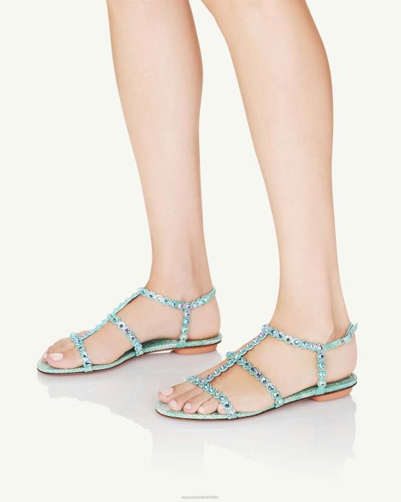 Aquazzura Tequila Sandal Flat BLUE 8TLF12