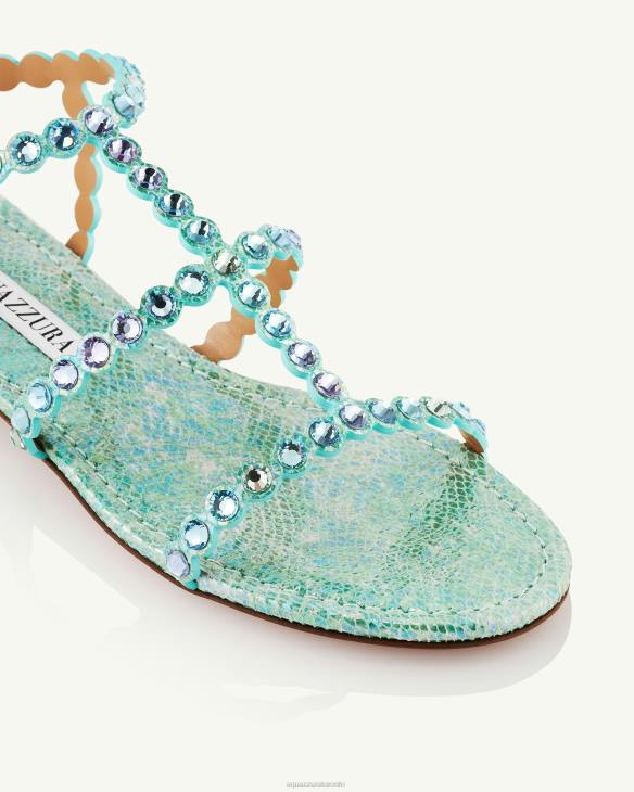 Aquazzura Tequila Sandal Flat BLUE 8TLF12