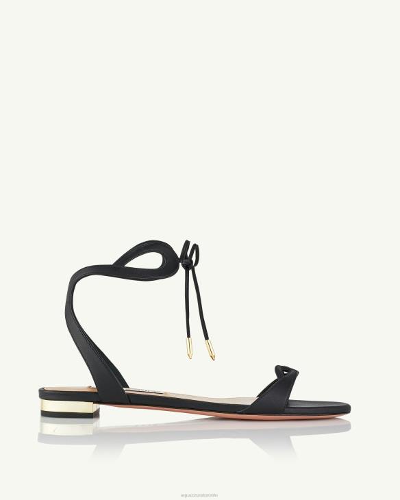 Aquazzura Tessa Sandal Flat BLACK 8TLF121