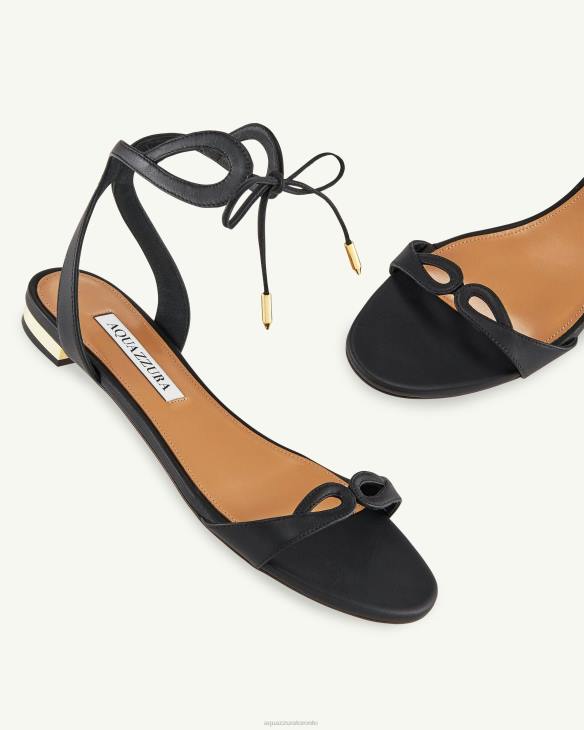 Aquazzura Tessa Sandal Flat BLACK 8TLF121