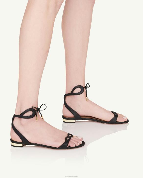 Aquazzura Tessa Sandal Flat BLACK 8TLF121