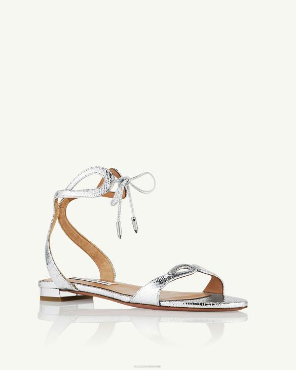 Aquazzura Tessa Sandal Flat SILVER 8TLF149