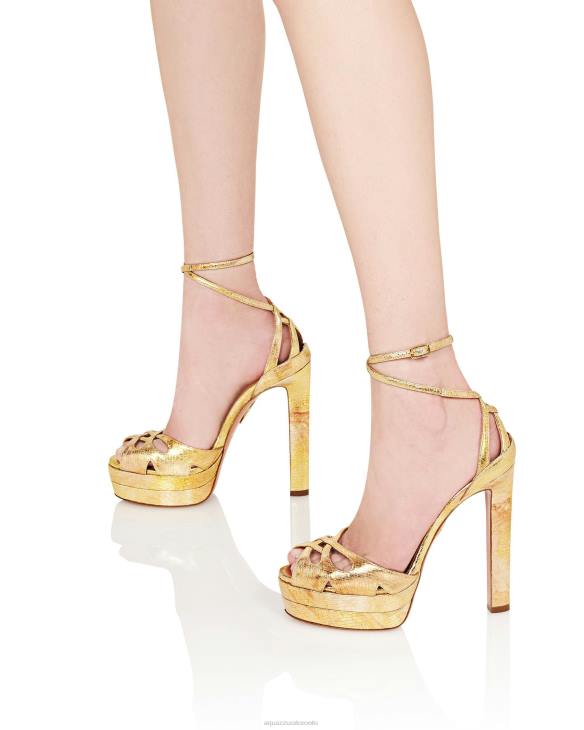 Aquazzura All Dolled Up Sandal Plateau 140 GOLD 8TLF277