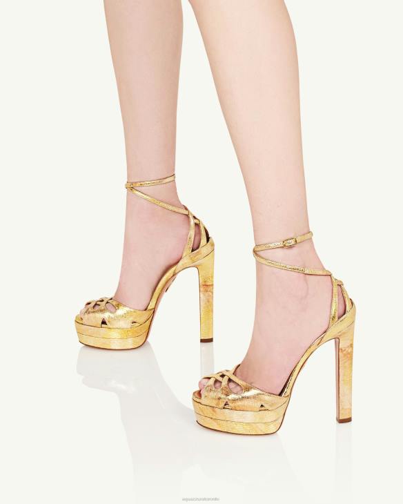 Aquazzura All Dolled Up Sandal Plateau 140 GOLD 8TLF277