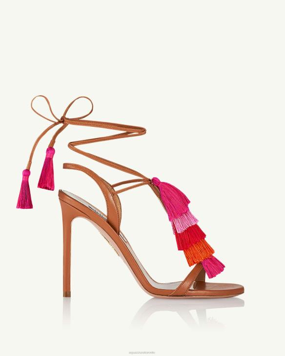 Aquazzura Capri Tassel Sandal 105 BROWN 8TLF141