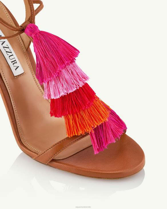 Aquazzura Capri Tassel Sandal 105 BROWN 8TLF141