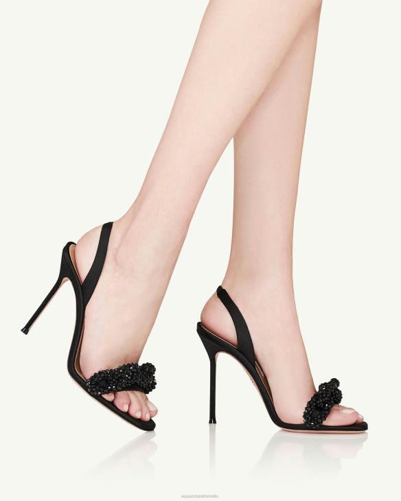 Aquazzura Chain Of Love Sandal 105 BLACK 8TLF41